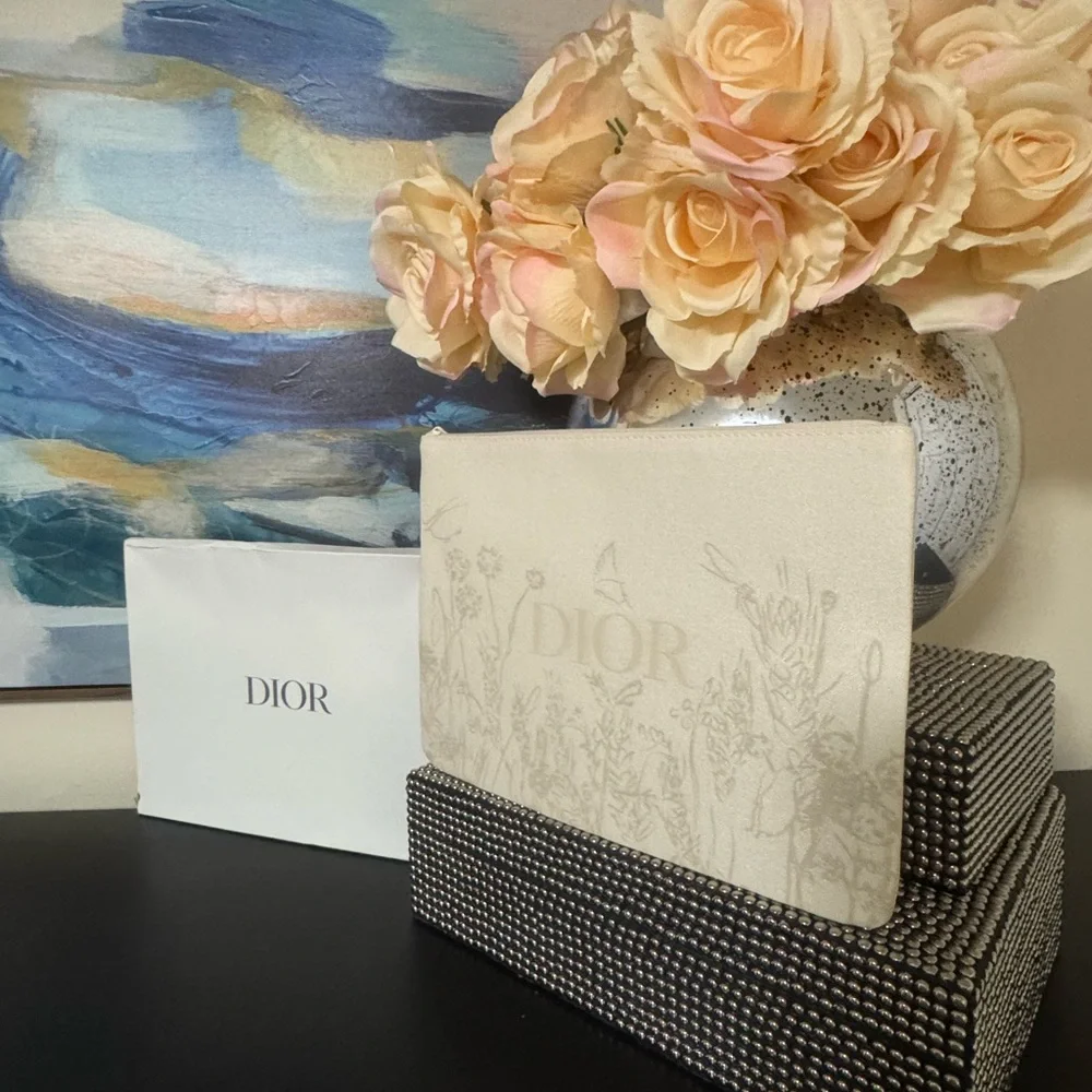 Dior Cream Floral Pouch- GWP